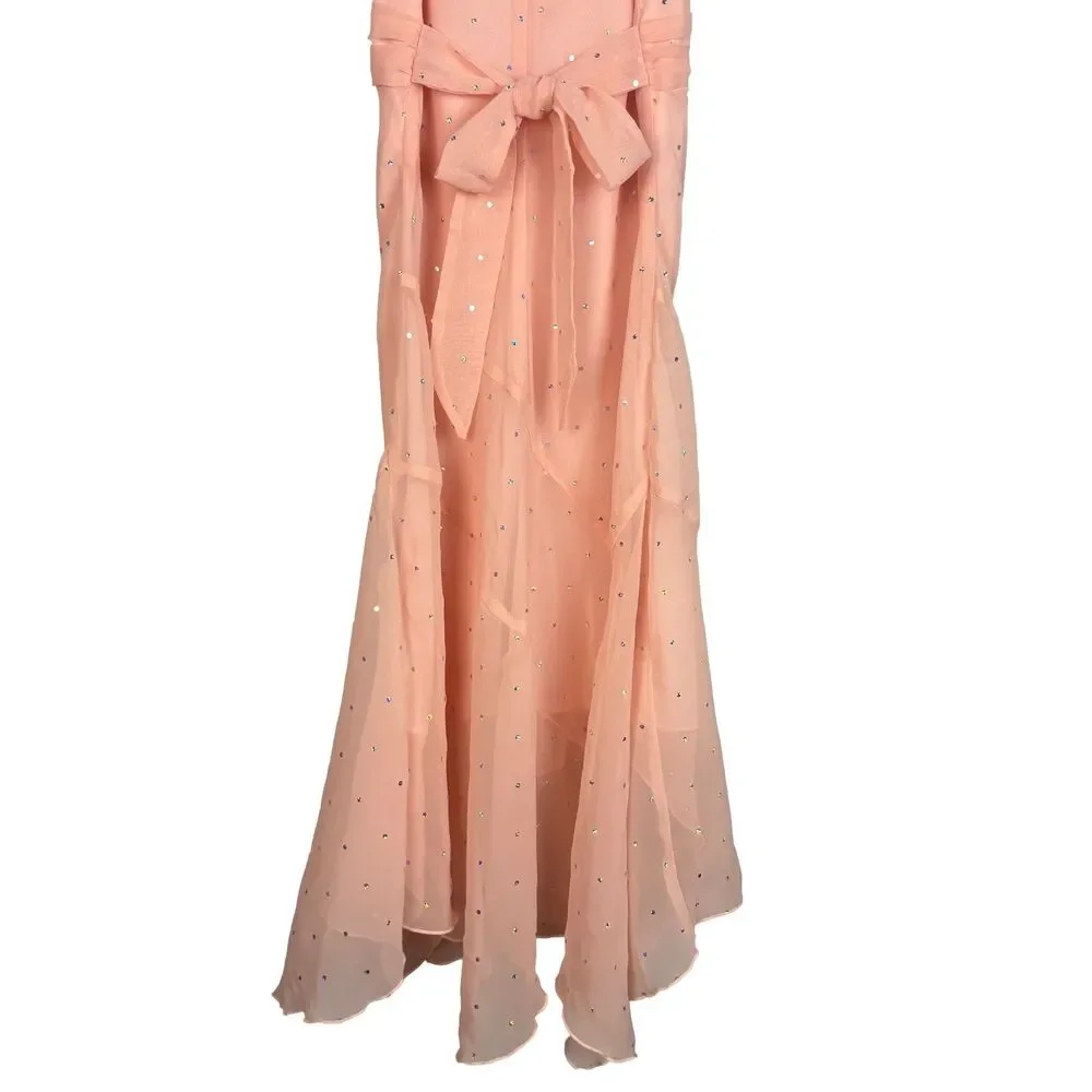 Vtg Y2K Justice Dress Girl 8 Peach Chiffon Asymmetric Hem Whimsical Fairy Easter